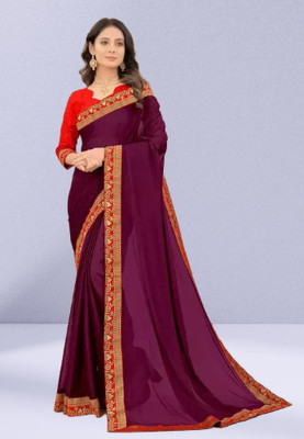 B K CREATION Self Design Daily Wear Art Silk Saree(Purple)