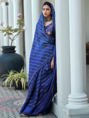 Sareemall Printed Bollywood Georgette Saree(Dark Blue)