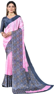 Queenswear Creation Printed Daily Wear Polyester Saree(Pink, Grey)