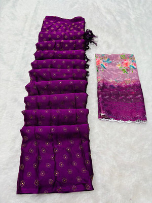 BELLETRENDZ Floral Print Bollywood Georgette Saree(Magenta)