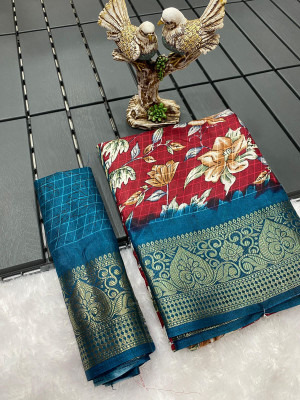 Ruhabs Printed Bollywood Silk Blend Saree(Maroon)