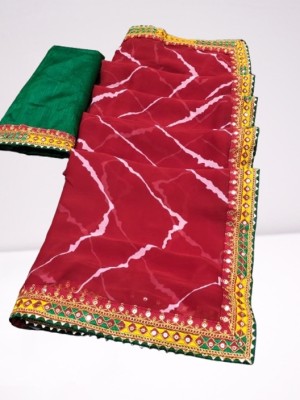 Rahul savjibhai goyani Embroidered Leheria Georgette Saree(Red)