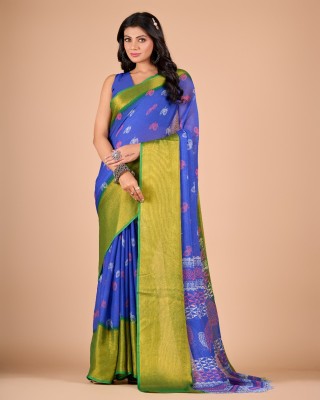 Virendra Textile Printed Daily Wear Cotton Blend Saree(Multicolor)