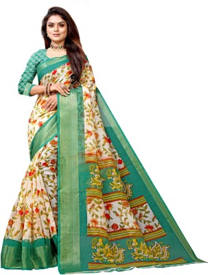 CHOICEIT Printed, Self Design Leheria Cotton Silk Saree(Green)