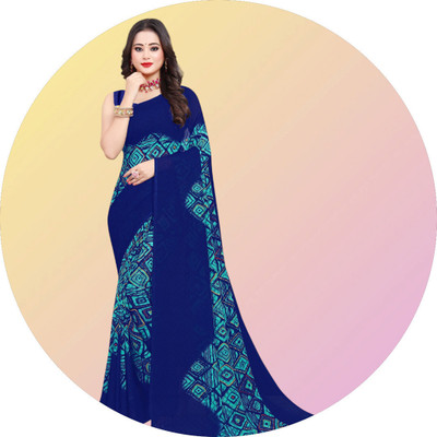 Panchvati NX Printed Daily Wear Georgette Saree(Dark Blue)