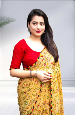 S.R.TEXTILES Self Design Bollywood Georgette Saree(Beige)
