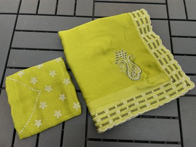 VarniRaaj Fashion Embellished Bollywood Pure Silk Saree(Light Green)