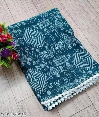 VioProm Printed Bollywood Chiffon Saree(Blue)