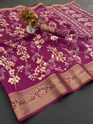 FashionZonee Woven Handloom Pure Silk Saree(Maroon)