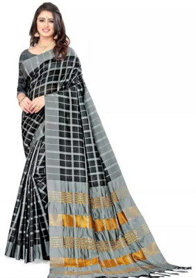 HITESH ENTERPRISE Woven Daily Wear Cotton Blend Saree(Grey)