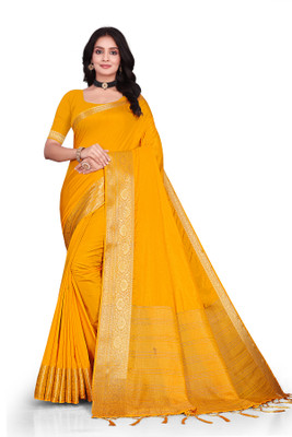 Aarunika SKT Woven Bollywood Pure Silk Saree(Yellow)