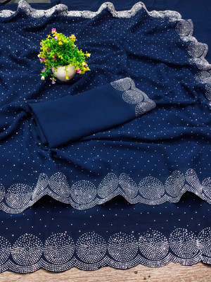 KYARAFAB Self Design Daily Wear Georgette Saree(Pack of 2, Blue)