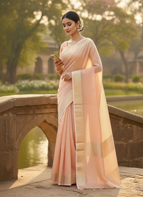 LYANNA Embroidered, Floral Print Daily Wear Tissue Saree(Cream)