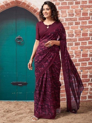 Falessa Printed Bollywood Georgette Saree(Purple)
