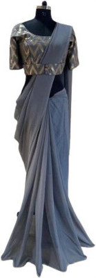 NAKSHCRETION Self Design Daily Wear Georgette Saree(Grey)