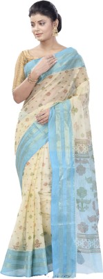 HandloomPD Self Design Tant Pure Cotton Saree(Beige)