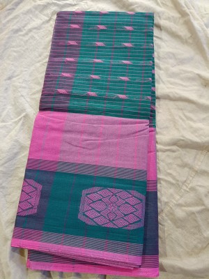 J KunduHouse Self Design Daily Wear Pure Cotton Saree(Light Green)