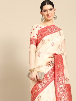 Divastri Woven Kanjivaram Organza Saree(Cream)