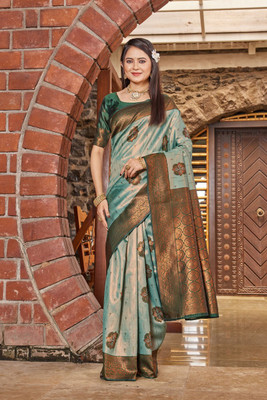 MANJULA SAREE Woven Banarasi Cotton Silk Saree(Light Green)