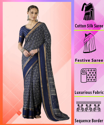 Vragi Printed, Graphic Print, Self Design Bollywood Art Silk Saree(Dark Blue)