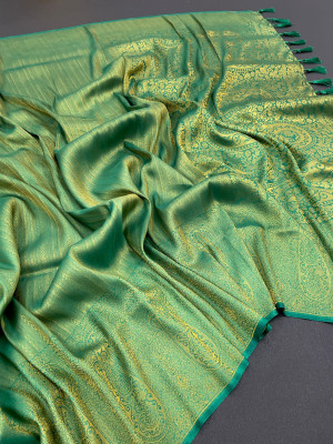 Charmi Fashion Woven Kanjivaram Pure Silk Saree(Green)