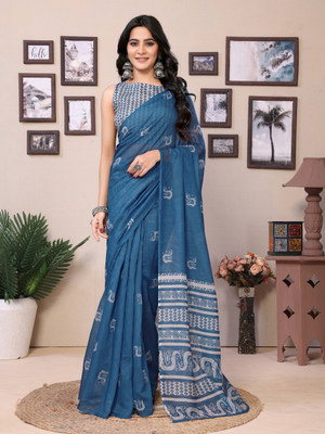 GOLDOLL FAB Digital Print Daily Wear Georgette Saree(Blue)