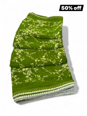 BORANA Floral Print, Printed Bollywood Georgette Saree(Green)