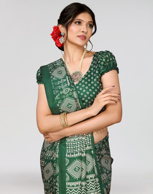 ANIRAV Printed Daily Wear Art Silk Saree(Green)