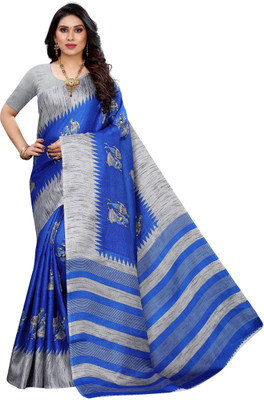 Priyashi Printed Mysore Art Silk Saree(Light Blue)