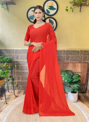 Julee Embellished Bollywood Georgette Saree(Red)