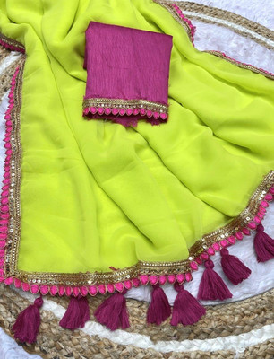 Arpita Fashion Solid/Plain Bollywood Georgette Saree(Light Green)