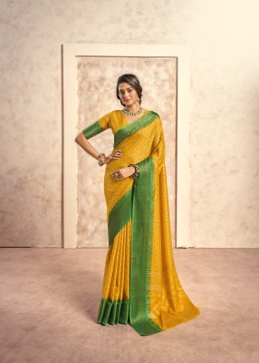 AVANSHEE Self Design Bollywood Silk Blend Saree(Yellow)