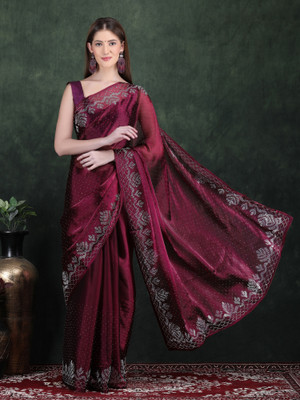 Looootnest Self Design Bollywood Art Silk Saree(Purple)