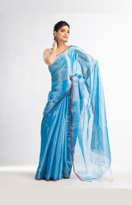 ADI SUMITA Self Design Handloom Tissue Saree(Blue)