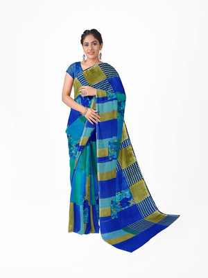 Suali Printed Daily Wear Georgette Saree(Blue)