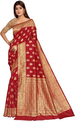 Tisha Fashion Woven Daily Wear Art Silk Saree(Maroon)