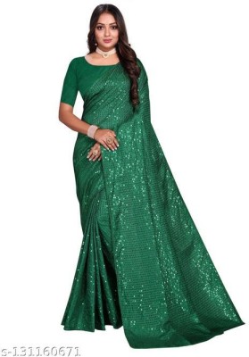 zili Embroidered Bollywood Georgette Saree(Green)