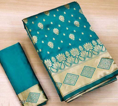 Homigoz Woven Banarasi Art Silk Saree(Green)