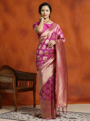 Jaipur Kurti Woven Banarasi Silk Blend Saree(Pink)