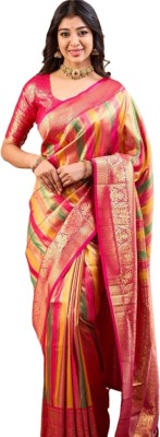 MURLI RHYTHM Printed Handloom Pure Silk Saree(Pack of 2, Red)