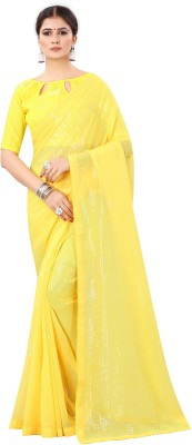 Clemira Embellished Bollywood Georgette Saree(Yellow)