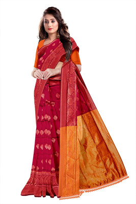 nirmal creation Woven Banarasi Silk Blend Saree(Multicolor)