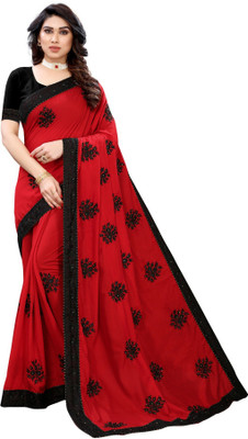 GOLDOLL FAB Embroidered Bollywood Georgette Saree(Red)