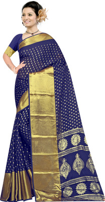 nirmal creation Self Design Dharmavaram Art Silk Saree(Blue)