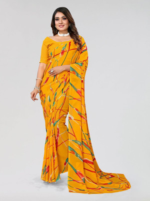 Moda Rapido Printed Daily Wear Georgette Saree(Yellow)