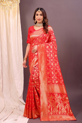 Suali Woven Kanjivaram Art Silk Saree(Red)
