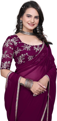 tapovan fashion Printed Bollywood Chiffon Saree(Magenta)