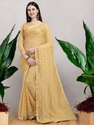NexxaFashion Self Design Bollywood Net Saree(Brown)