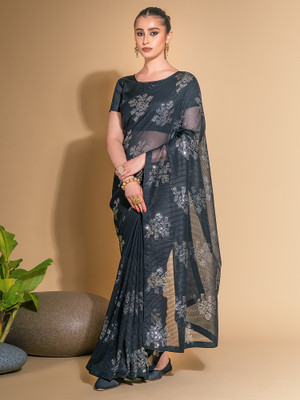 Sareemall Embellished Bollywood Georgette Saree(Black)