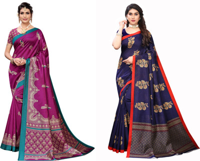 SVB Sarees Printed Bollywood Art Silk Saree(Multicolor)